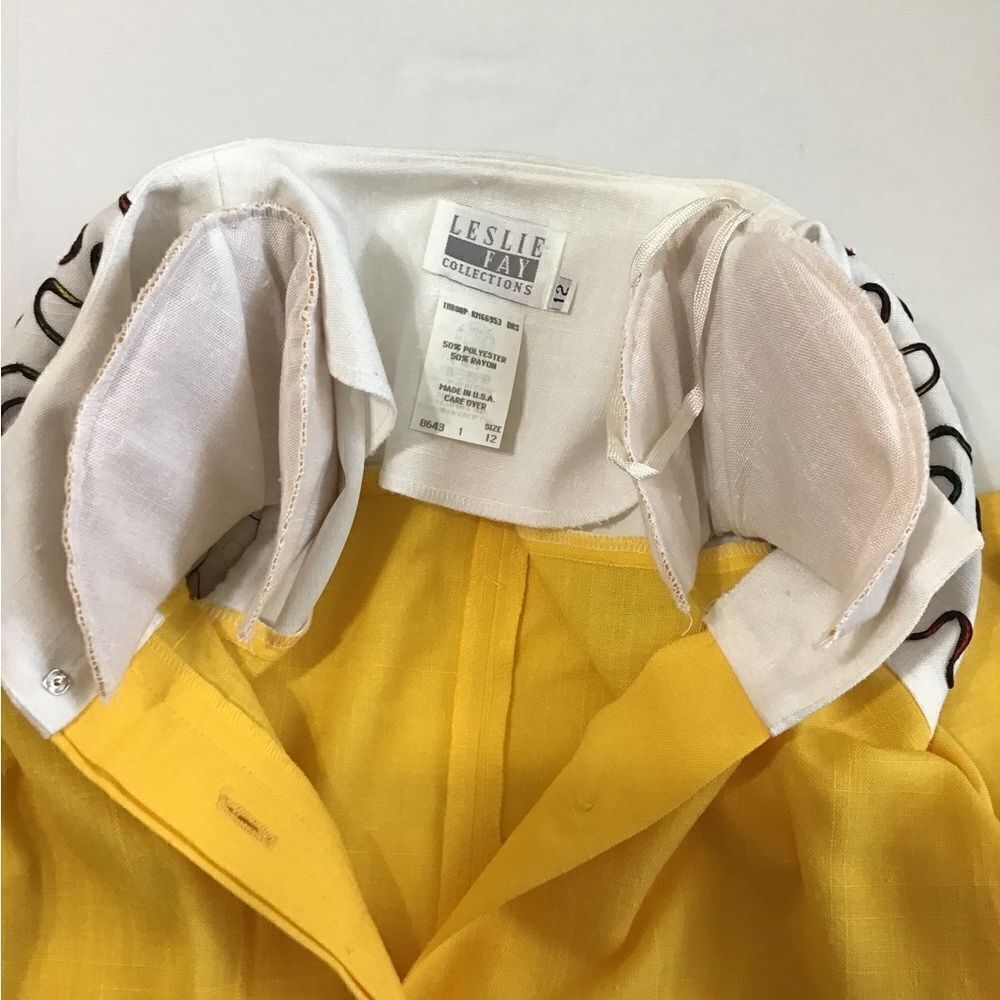 Leslie Fay Collection Yellow Vintage Align Midi Dress Short Sleeve Size 12 - Picture 14 of 16